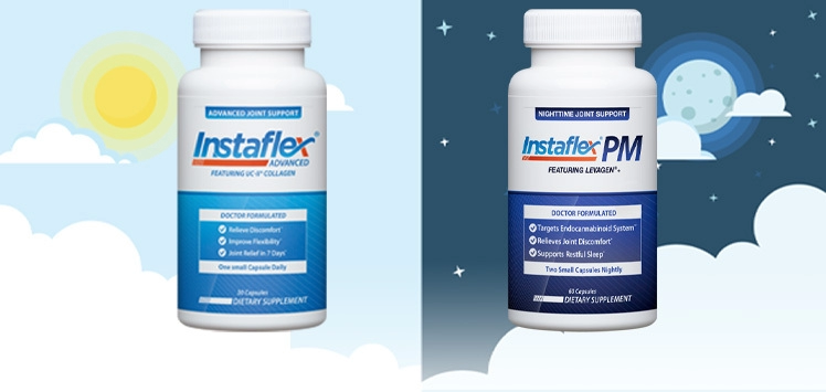 two bottles of Instaflex Advanced and Instaflex PM in side by side